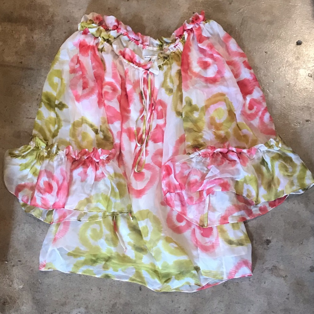 Milly Printed Silk Top Blouse 4